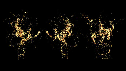 A splash of gold. 3d illustration, 3d rendering.