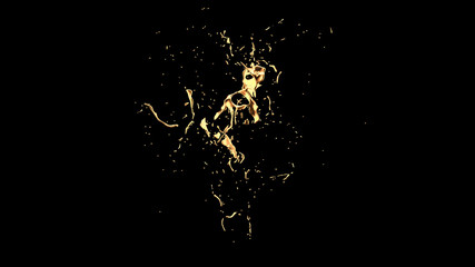 A splash of gold. 3d illustration, 3d rendering.