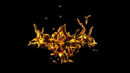 A splash of gold. 3d illustration, 3d rendering.