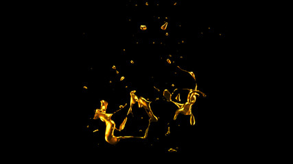 Fototapeta premium A splash of gold. 3d illustration, 3d rendering.