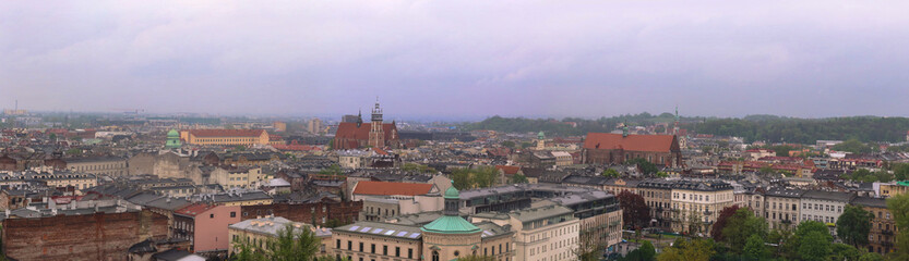 Aerial View of Krakow in raining day