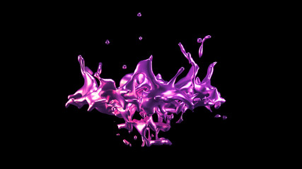 A splash of purple metal. 3d illustration, 3d rendering.