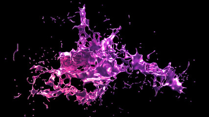 Obraz premium A splash of purple metal. 3d illustration, 3d rendering.