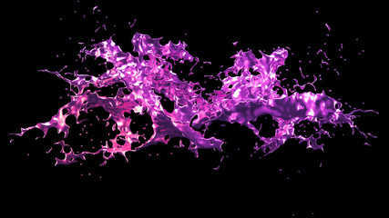 A splash of purple metal. 3d illustration, 3d rendering.