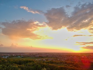 sunset in the mountains in Minsk Region of Belarus