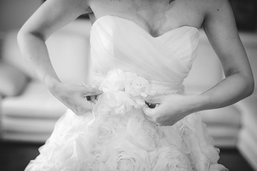 Bride and her beautiful wedding dress