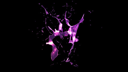 Fototapeta na wymiar A splash of purple metal. 3d illustration, 3d rendering.