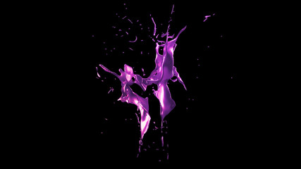 A splash of purple metal. 3d illustration, 3d rendering.