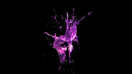 A splash of purple metal. 3d illustration, 3d rendering.