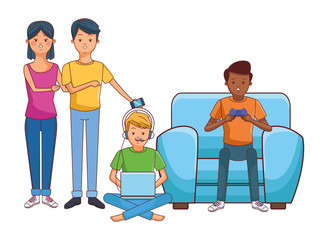 Millennial people gaming party