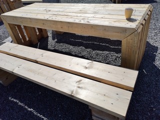 Handmade wooden garden table