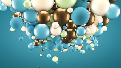 Festive, positive, bright background with balls. 3d illustration, 3d rendering.