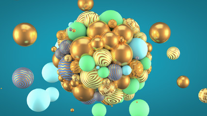 Festive, positive, bright background with balls. 3d illustration, 3d rendering.