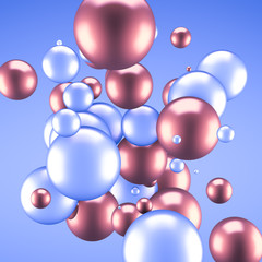 Festive, positive, bright pastel background with balls. 3d illustration, 3d rendering.