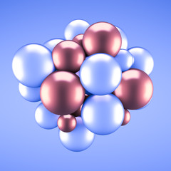 Festive, positive, bright pastel background with balls. 3d illustration, 3d rendering.