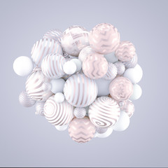 Festive, positive, bright background with balls. 3d illustration, 3d rendering.