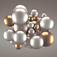 Festive, positive, bright yellow background with balls. 3d illustration, 3d rendering.
