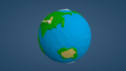 Polygonal illustration of planet earth in the style of low poly. Planet on a blue background. The idea of environmental protection.