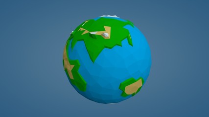 Polygonal illustration of planet earth in the style of low poly. Planet on a blue background. The idea of environmental protection.