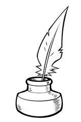 Vector feather in the ink bottle