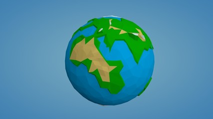 Polygonal illustration of planet earth in the style of low poly. Planet on a blue background. The idea of environmental protection.