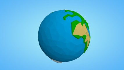 Naklejka premium Polygonal illustration of planet earth in the style of low poly. Planet on a blue background. The idea of environmental protection.