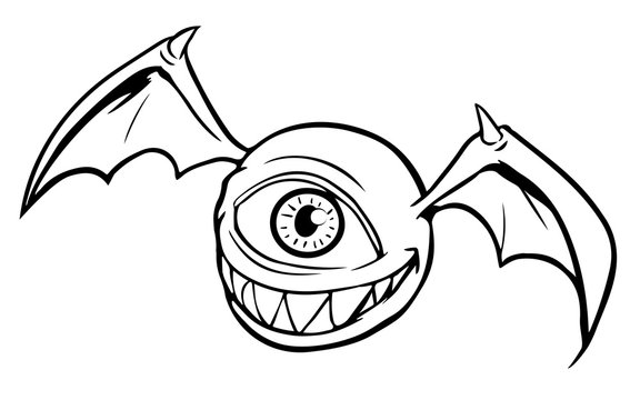 One eyed monster with bat wings