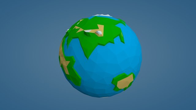 Polygonal illustration of planet earth in the style of low poly. Planet on a blue background. The idea of environmental protection.