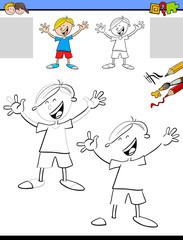 drawing and coloring worksheet with boy