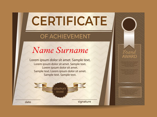 Certificate of achievement, diploma. Award winner. Reward sport. Winning the competition. Vector