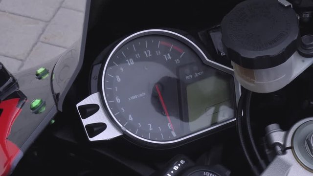Motorcycle - Chronometric Rev Counter.Tachometer sports bike in the off state. Instrument panel motorcycle