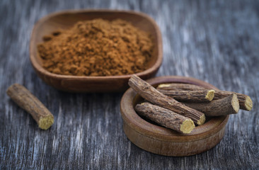 Liquorice stick and ground