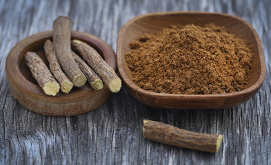 Liquorice stick and ground