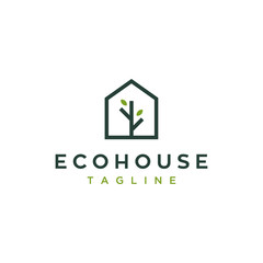 healthy / eco house vector logo design