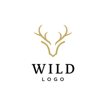 deer antler head vector logo design