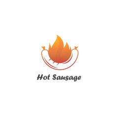 hot sausage barbecue flame logo