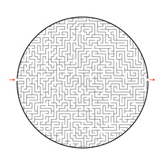 Difficult big maze. Game for kids and adults. Puzzle for children. Labyrinth conundrum. Find the right path. Flat vector illustration.