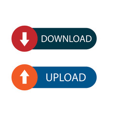 Download, upload button template, banner. Vector illustration.