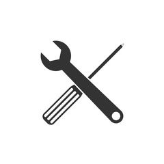Screwdriver and wrench icon. Vector illustration, flat design.