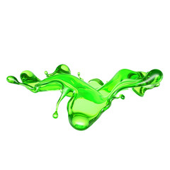 Splash of transparent liquid of a green color on a white background. 3d illustration, 3d rendering.
