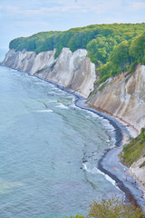 Fototapeta na wymiar White chalk cliffs in Jasmund National Park, Rugen Island, Germany