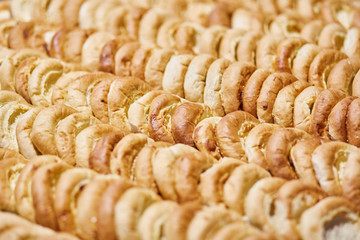 Fresh lush hand-made cheesecakes. Banquet table. Catering