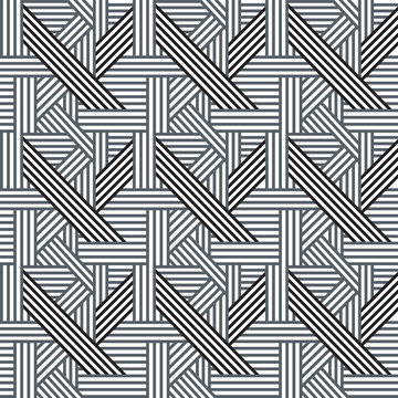 Abstract seamless pattern for textile, wallpapers, covers, gift wrap and scrapbook. Black and gray intersecting lines. Vector.