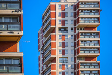 Exterior of a residential tower blocks around Canada Water in London