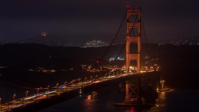 Golden Gate Bridge in San Francisco at Night Timelapse