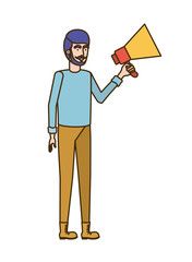 young man with megaphone in the hand