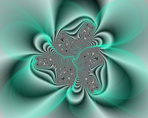 Green silvery flowery fractal abstract texture
