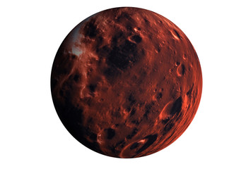 Red moon isolated on white background  Elements of this image were furnished by ESA-Hubble.