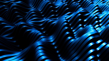 Blue background with lines. 3d illustration, 3d rendering.