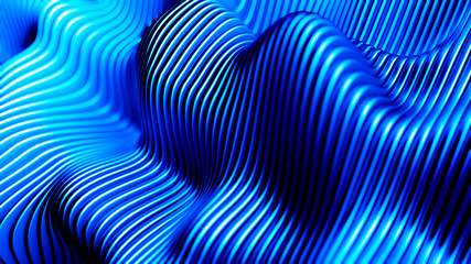 Blue background with lines. 3d illustration, 3d rendering.